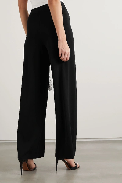 Shop Alaïa Crepe Wide-leg Pants In Black
