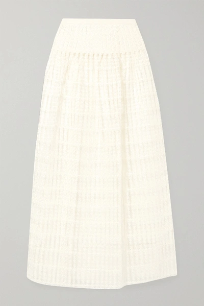 Shop Alaïa Macramé Lace Maxi Skirt In Ivory