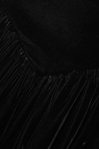 Shop Alaïa Pleated Velvet Maxi Skirt In Black