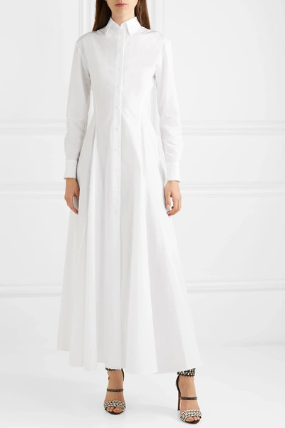 Shop Alaïa Cotton-poplin Maxi Dress In White