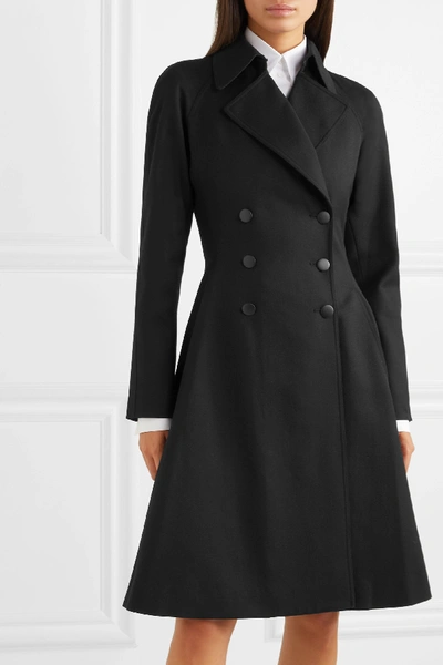 Shop Alaïa Double-breasted Wool-gabardine Coat In Black