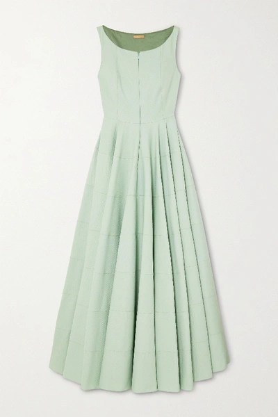 Shop Alaïa Cotton-jacquard Midi Dress In Green