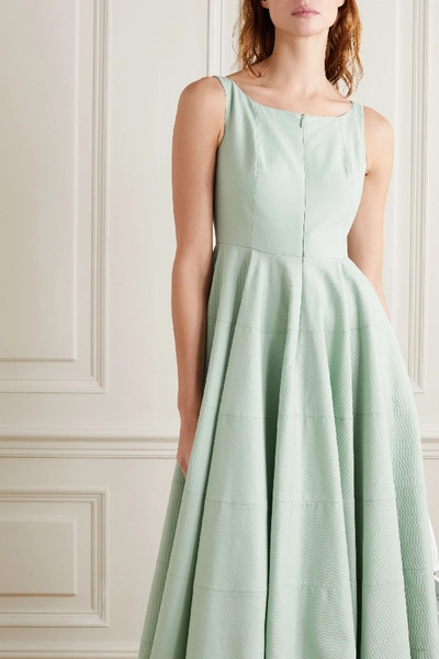 Shop Alaïa Cotton-jacquard Midi Dress In Green