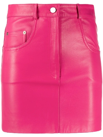 Shop Manokhi Leather Mini Skirt In Pink