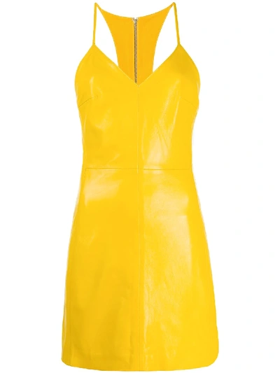 Shop Manokhi Miya Textured Racerback Dress In Yellow
