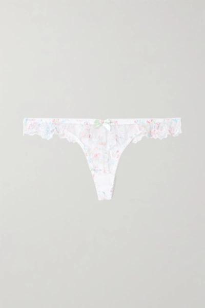 Shop Agent Provocateur Leisha Embroidered Tulle Thong In White