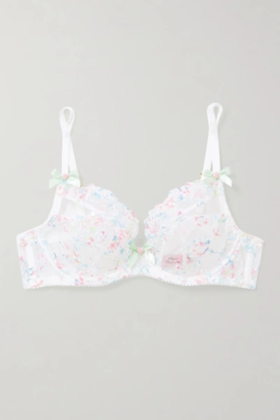 Shop Agent Provocateur Leisha Embroidered Tulle Underwired Bra In White