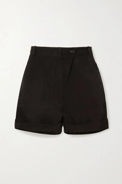 Shop Ann Demeulemeester Satin-twill Shorts In Black