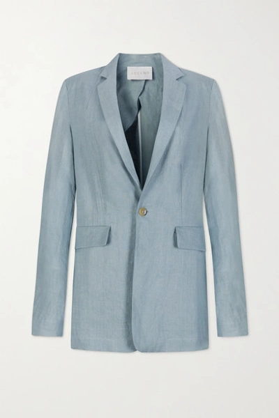 Azores Oversized Organic Linen Blazer In Light Blue