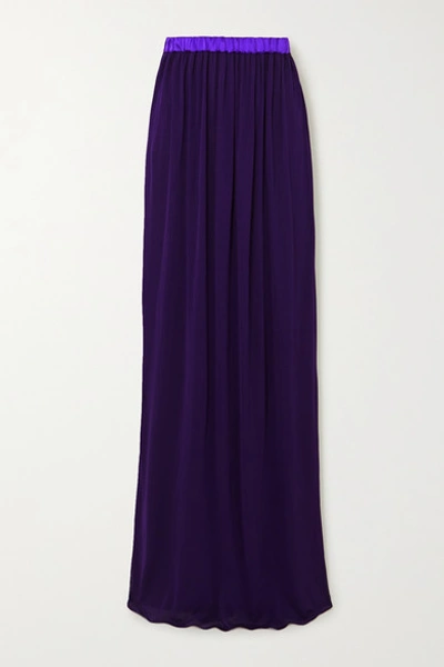 Shop Tom Ford Gathered Two-tone Georgette Maxi Skirt In Purple