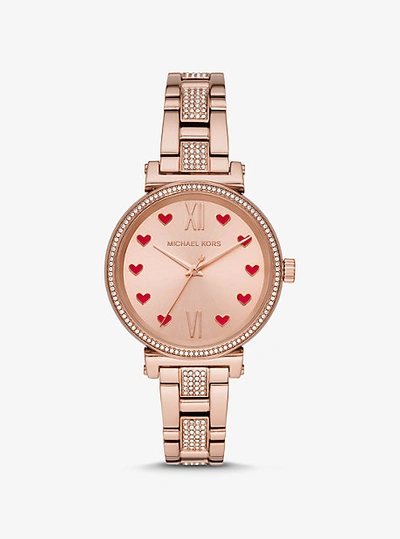 Shop Michael Kors Sofie Pavé Rose Gold-tone Watch