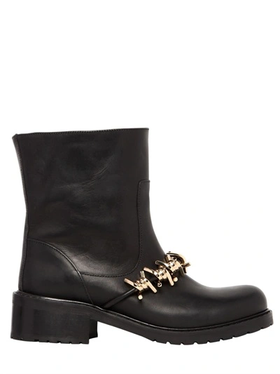 Shop Dsquared2 50mm Barbed Wire Leather Biker Boots, Black