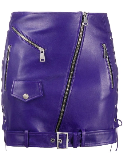 Shop Manokhi Side Lace-up Detail Biker Skirt In Purple