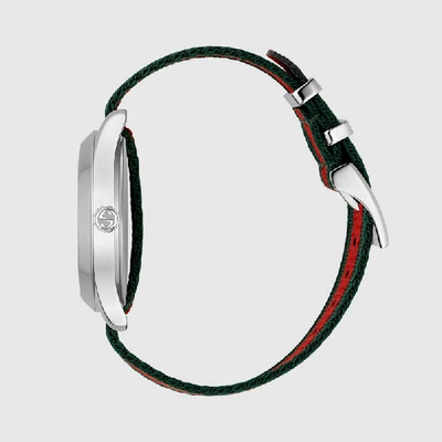 Shop Gucci G-timeless Watch, 38mm In Green And Red Nylon And Steel