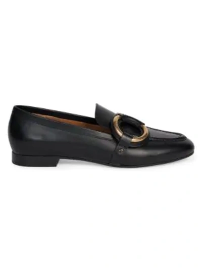 Shop Chloé Women's Demi Leather Loafers In Black