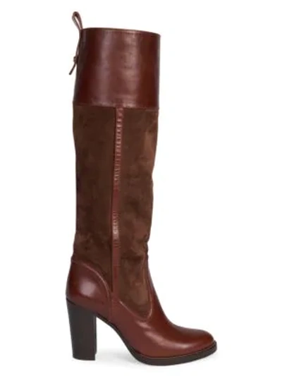 Shop Chloé Women's Emma Tall Suede & Leather Boots In Roasted Brown