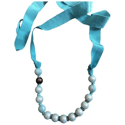 Pre-owned Lanvin Pearls Long Necklace In Turquoise