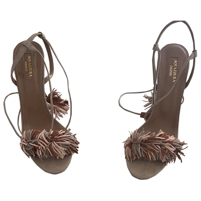 Pre-owned Aquazzura Wild Thing Camel Suede Sandals