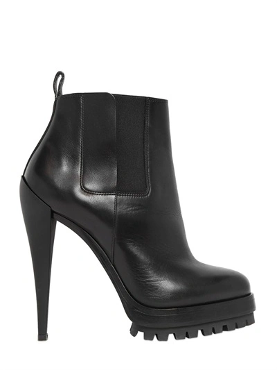 Casadei 130mm Sculpture Leather Ankle Boots, Black