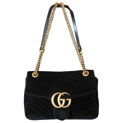 Pre-owned Gucci Marmont Black Suede Handbags