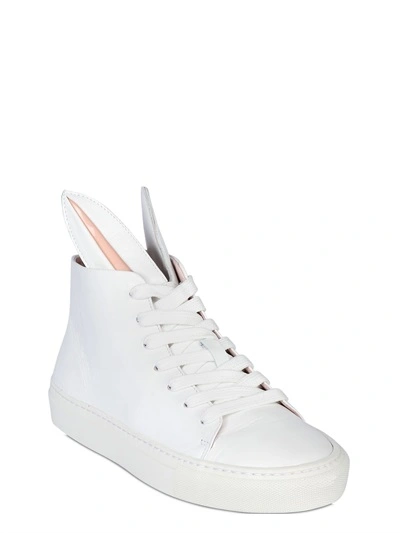 Minna Parikka 20mm Bunny Calfskin High Top Sneakers, White