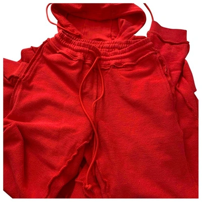 Pre-owned Danielle Guizio Red Cotton Trousers