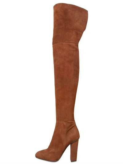 Shop Giuseppe Zanotti 105mm Suede Over The Knee Boots, Brown