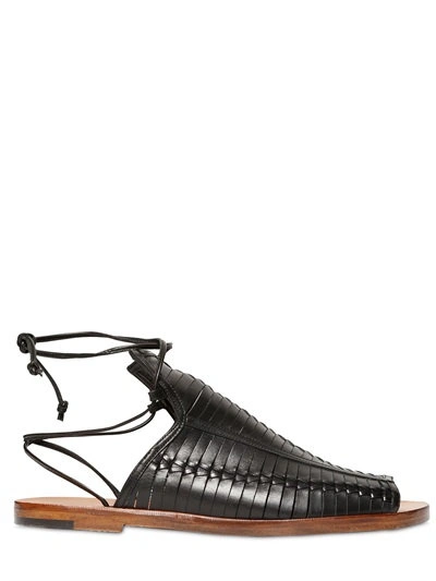 Daniele Michetti 10mm Woven Leather Sandals In Black