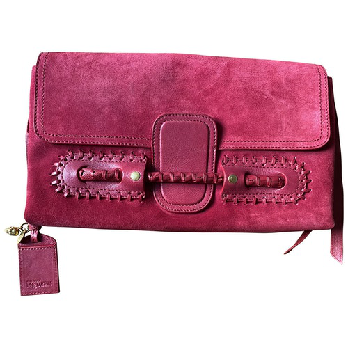 red suede clutch bag