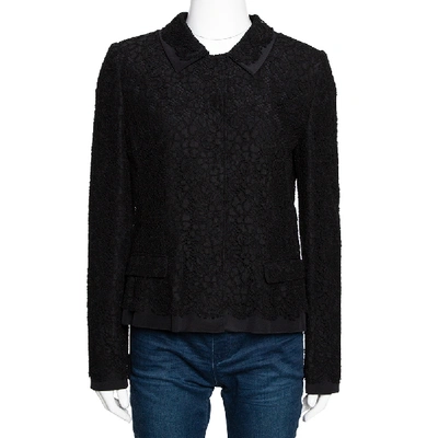 Pre-owned Dolce & Gabbana Black Cotton Silk Floral Lace Jacket M
