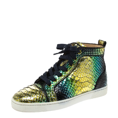 Pre-owned Christian Louboutin Metallic Multicolor Python Rantus Orlato High Top Sneakers Size 40