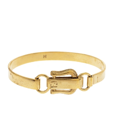 Pre-owned Fendi Ff Gold Tone Hook Bracelet