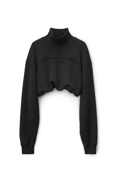 Shop Alexander Wang Mock Neck Sweatshirt In Cotton In Black
