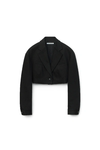 Shop Alexander Wang Relaxed Cropped Blazer In Denim In Black