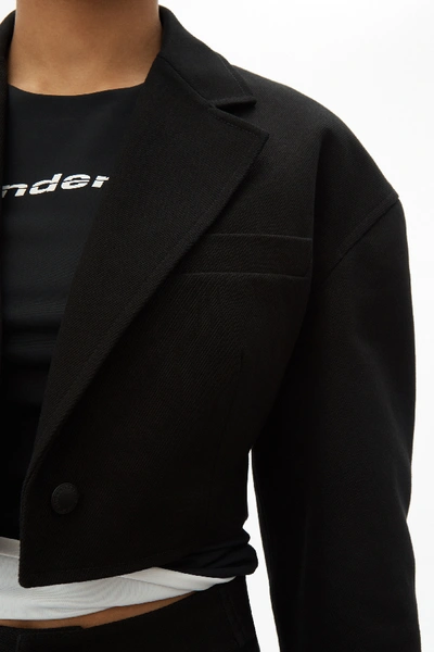 Shop Alexander Wang Relaxed Cropped Blazer In Denim In Black