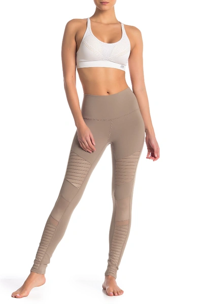 Shop Alo Yoga High Waist Moto Leggings In Gravelglsygravel