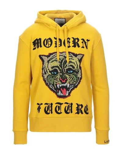 Shop Gucci Hooded Sweatshirt In Ocher