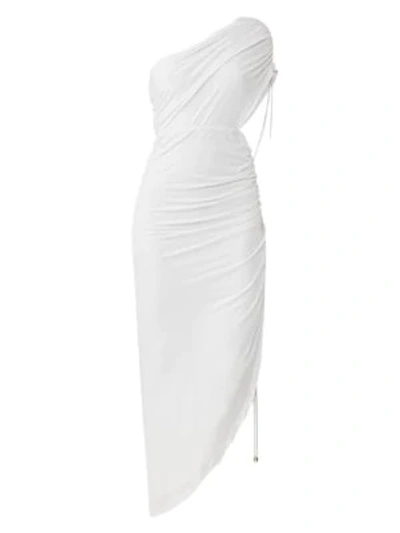 Shop Significant Other Sirene Ruched One-shoulder Dress In Ivory