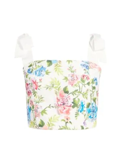 Shop Alice And Olivia Nika Fitted Crop Top In Gardenia