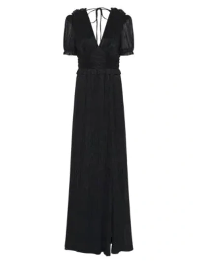 Shop Rebecca Vallance Luna Short-sleeve Gown In Black