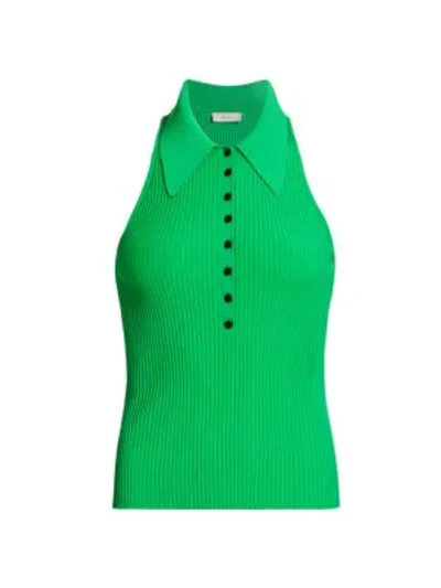 Shop A.l.c Asher Sleeveless Knit Polo Top In Prickly Pear