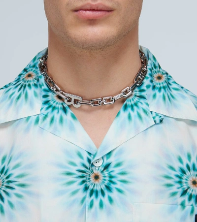 Shop Balenciaga B Chain Thin Necklace In Silver