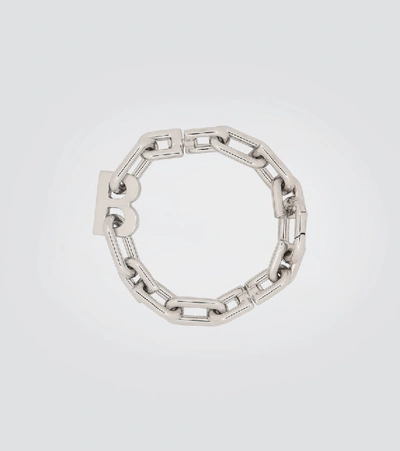 Shop Balenciaga B Chain Thin Bracelet In Silver