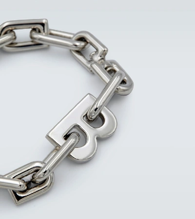 Shop Balenciaga B Chain Thin Bracelet In Silver