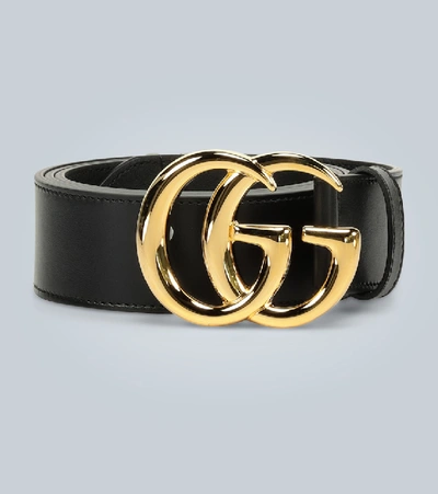 Shop Gucci Gg Marmont Leather Belt In Black