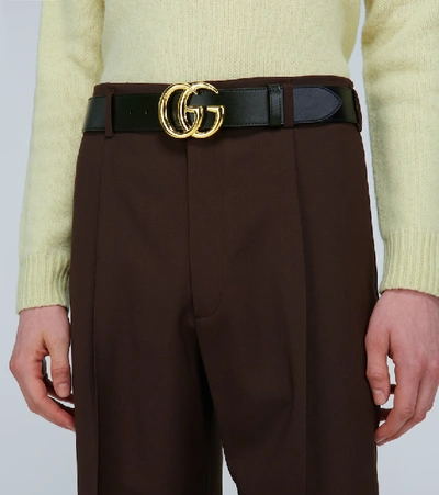 Gucci Black Gg Marmont Belt With Gg Buckle Men In Black