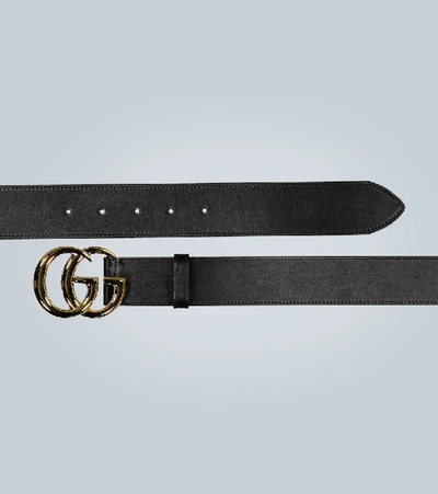 Shop Gucci Gg Marmont Leather Belt In Black