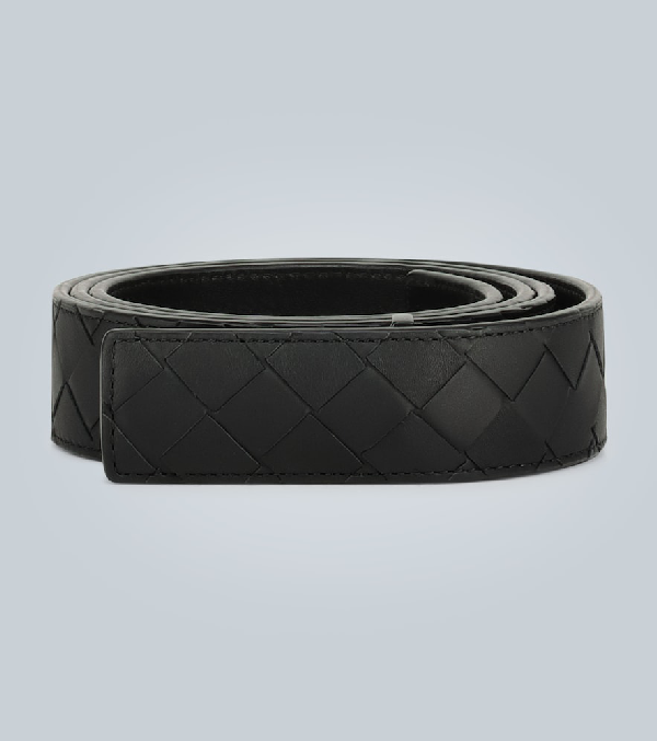 mens black woven leather belt