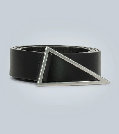 Shop Bottega Veneta Triangle Buckle Leather Belt In Black