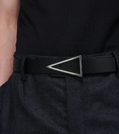 Shop Bottega Veneta Triangle Buckle Leather Belt In Black